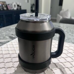 Reduce 50 oz Stainless Steel Insulated Tumbler with Black Handle & Straw